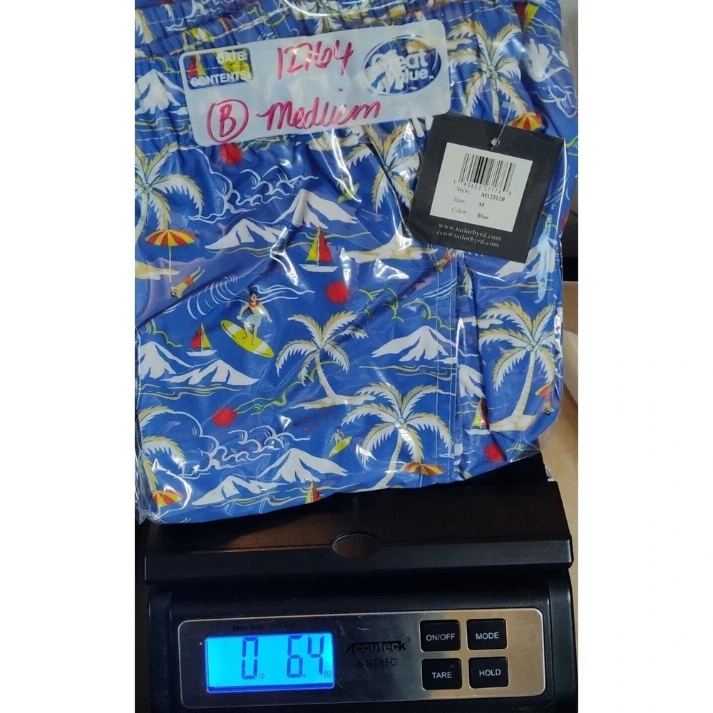 TAILORBYRD Men Size‎ Medium Blue Hawaiian Surfer Brief Lined 7
